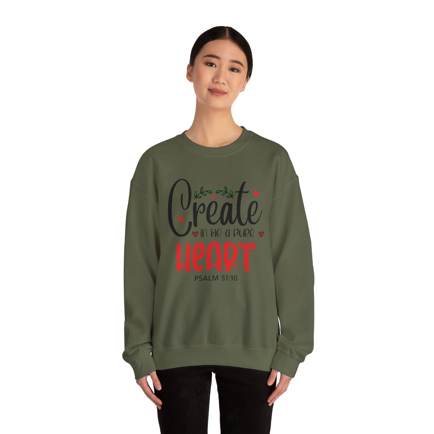 Create in Me a Pure Heart" Crewneck Sweatshirt – Psalm 51:10 | Inspirational Christian Apparel