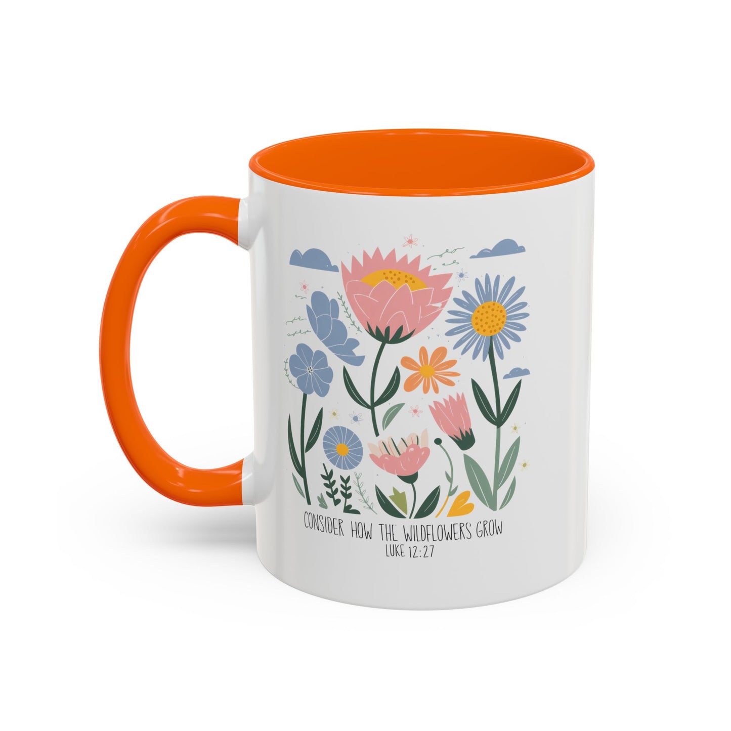 “Consider How the Wildflowers Grow” Floral Accent Mug – Inspirational Gift for Coffee & Tea Lovers