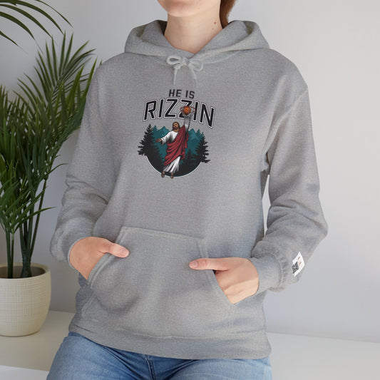 Unisex Heavy Blend™ Hooded Sweatshirt - "He is Rizzin" Adventure Hoodie