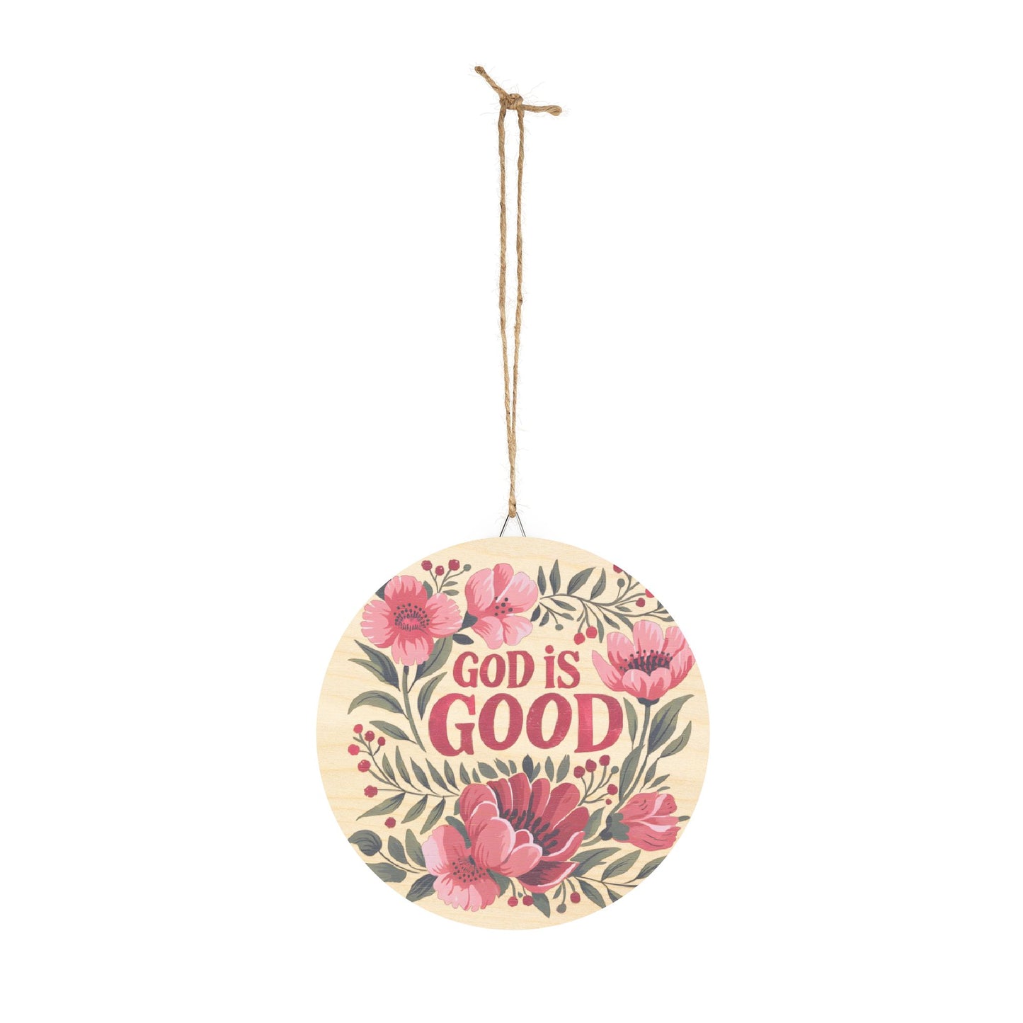 Floral Wood Sign - "God is Good" Wall Decor