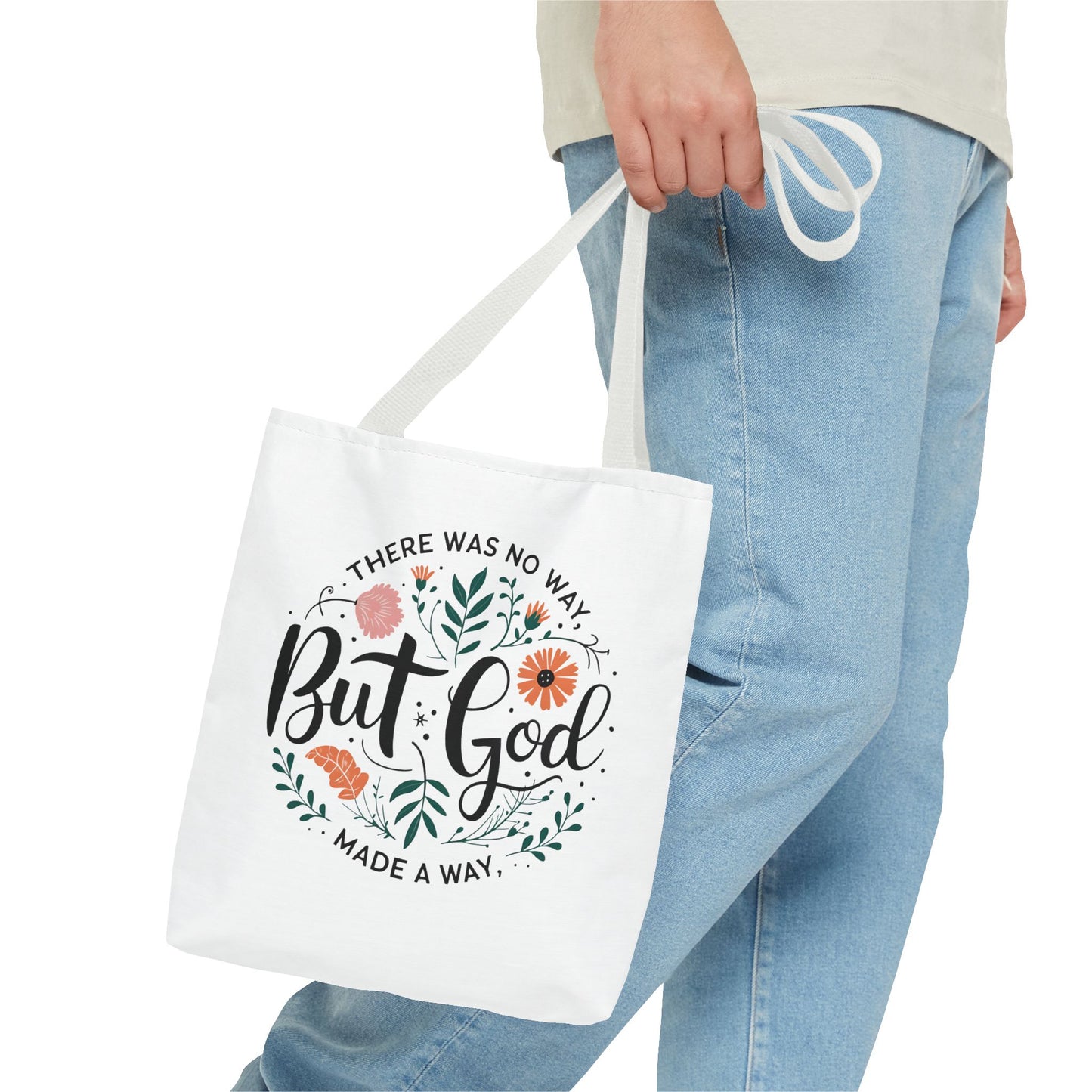 “But God – Made a Way” Inspirational Tote Bag - Floral Design, Motivational Gift, Scripture Bag, Church Accessory, Christian Quote