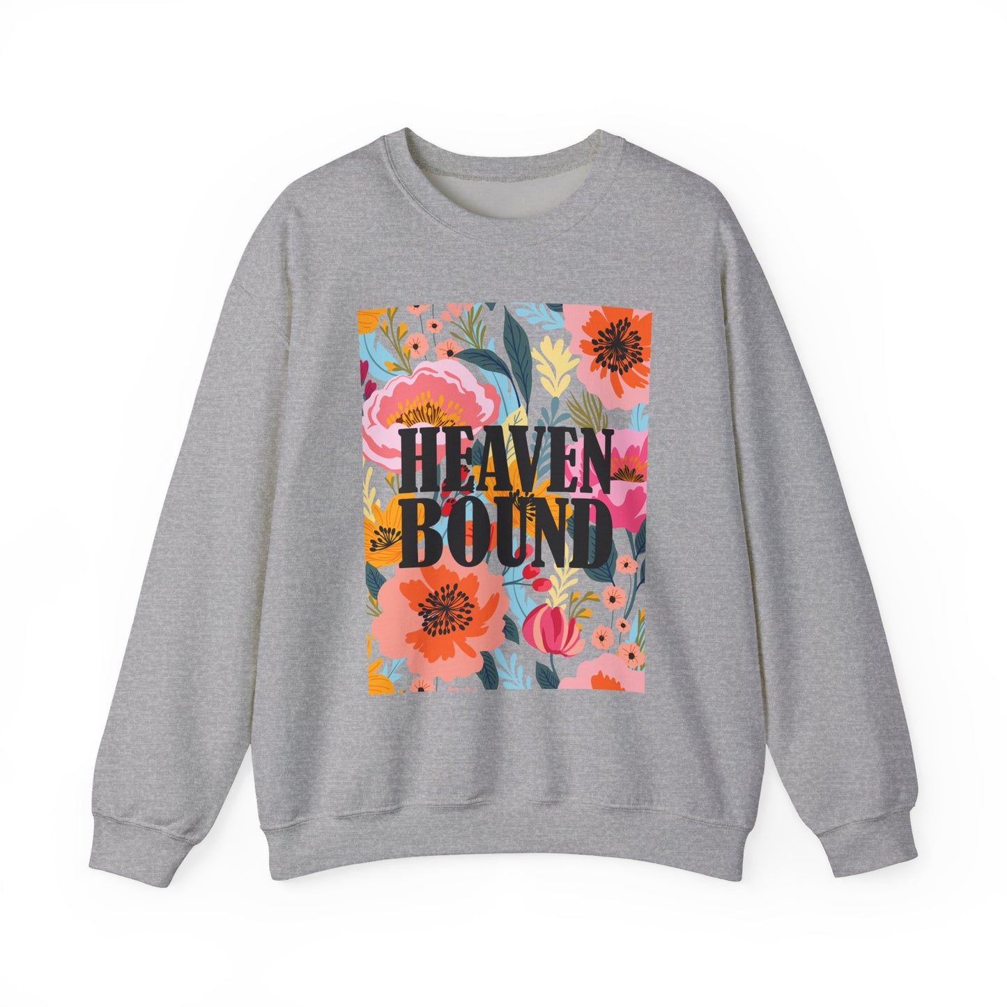 Heaven Bound Floral Sweatshirt | (Back Design) Unisex Crewneck for Comfort & Style