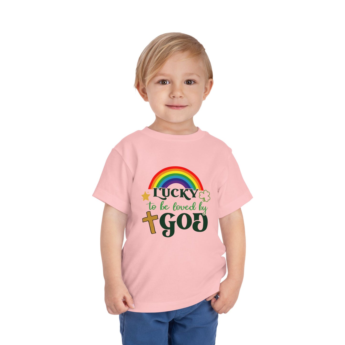 Toddler Lucky Tee – Rainbow & Cross Design, Perfect for Celebrations