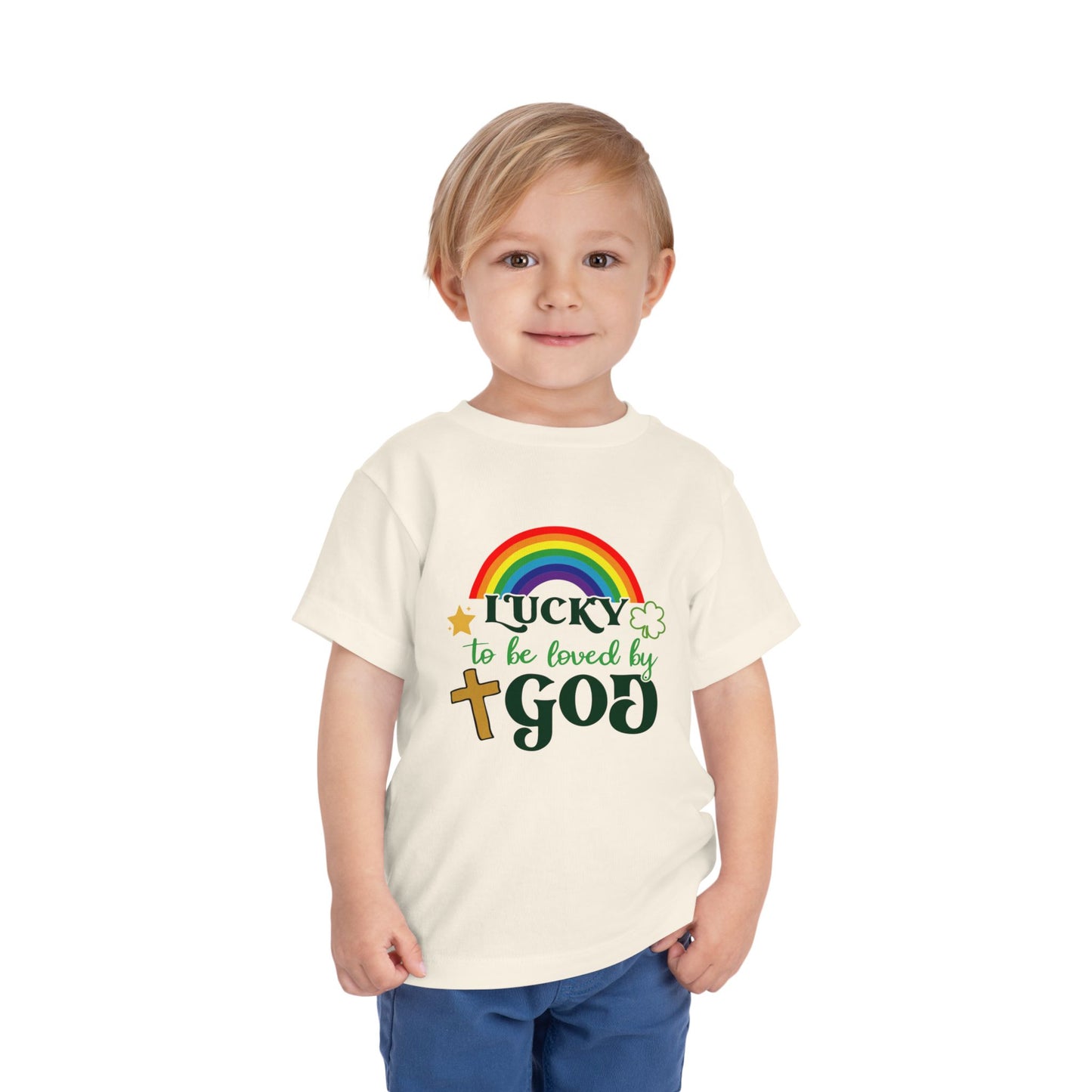 Toddler Lucky Tee – Rainbow & Cross Design, Perfect for Celebrations