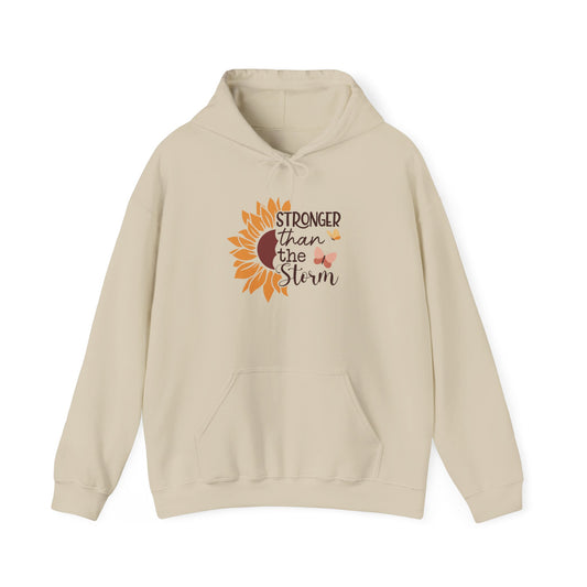 Stronger than the Storm Hoodie - Unisex Heavy Blend Sweatshirt | Cozy Gift, Inspirational Apparel, Fall Fashion, Self-Care