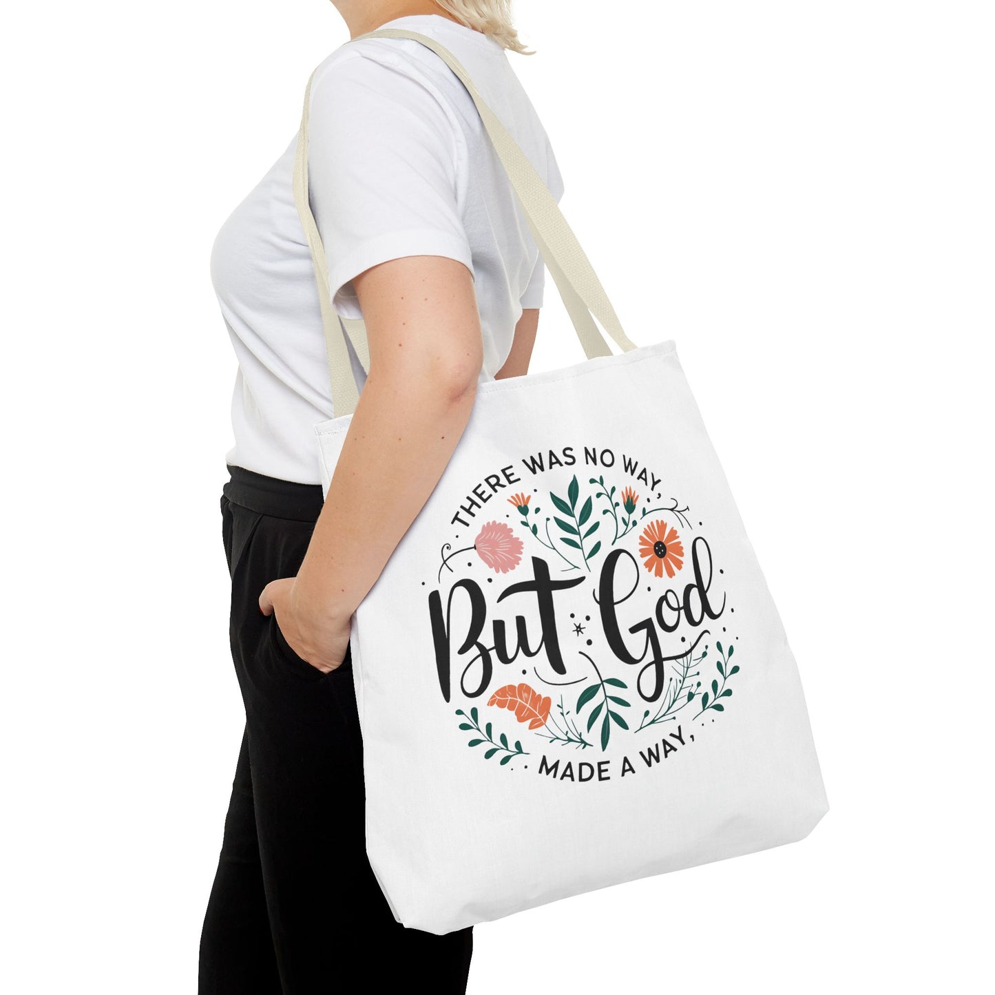 “But God – Made a Way” Inspirational Tote Bag - Floral Design, Motivational Gift, Scripture Bag, Church Accessory, Christian Quote