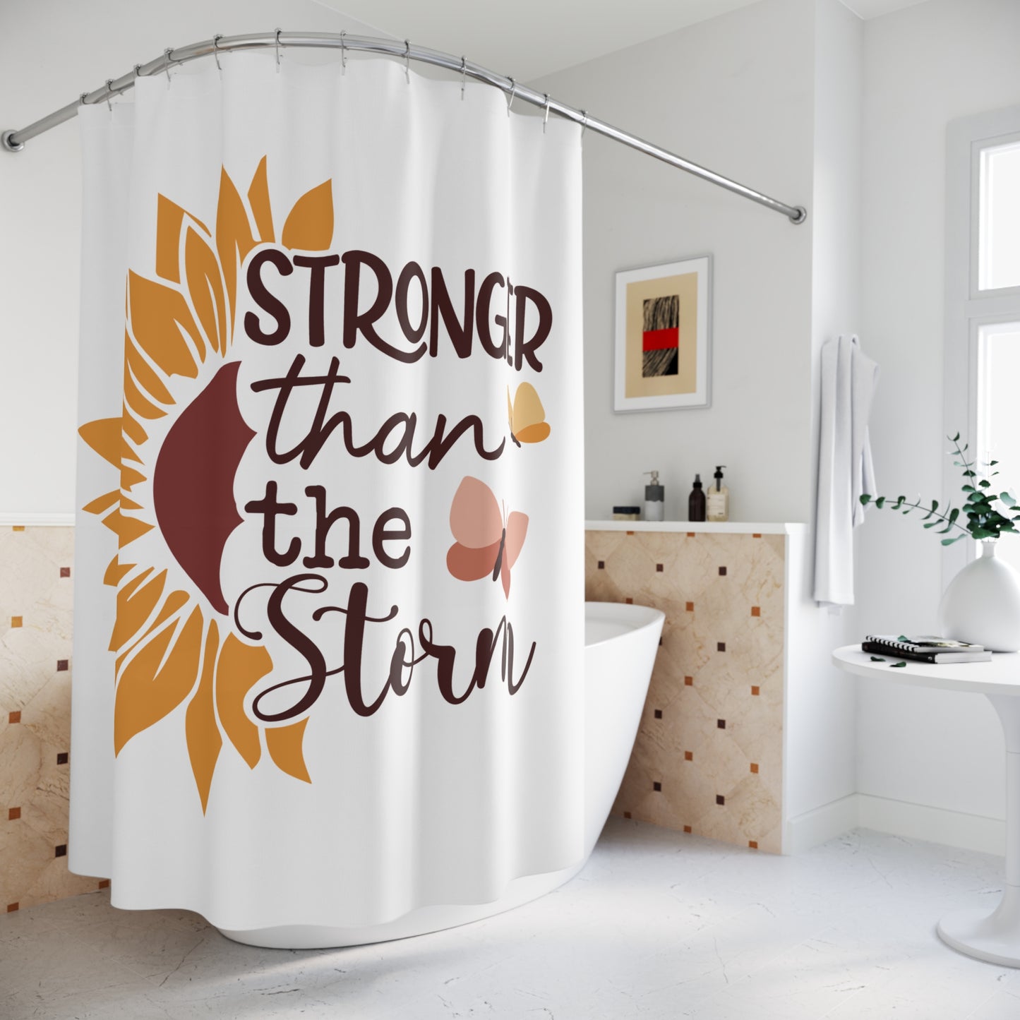 Stronger than the Storm Shower Curtain - Inspirational Home Decor