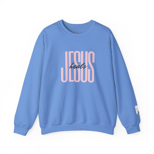 Jesus Heals Unisex Heavy Blend™ Crewneck Sweatshirt - Inspirational Faith Apparel