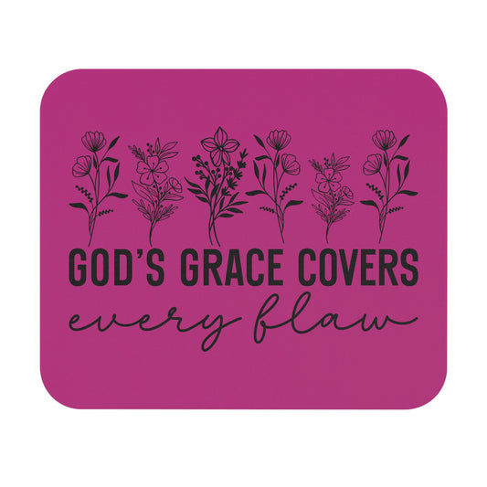 Inspirational Floral Mouse Pad - "God's Grace Covers Every Flaw"