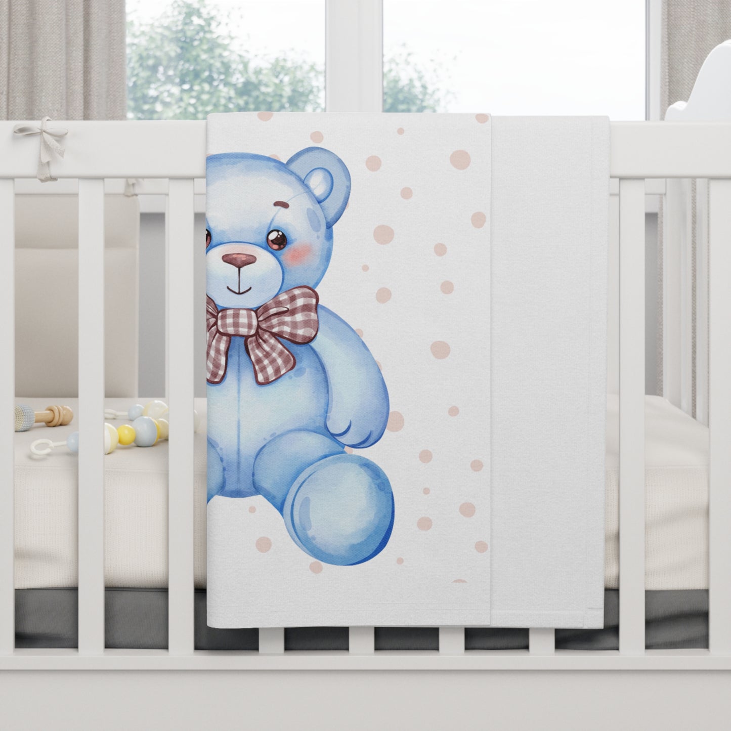 Adorable Baby Blanket with Bear and Balloons - Perfect for Nursery Decor and Baby Showers