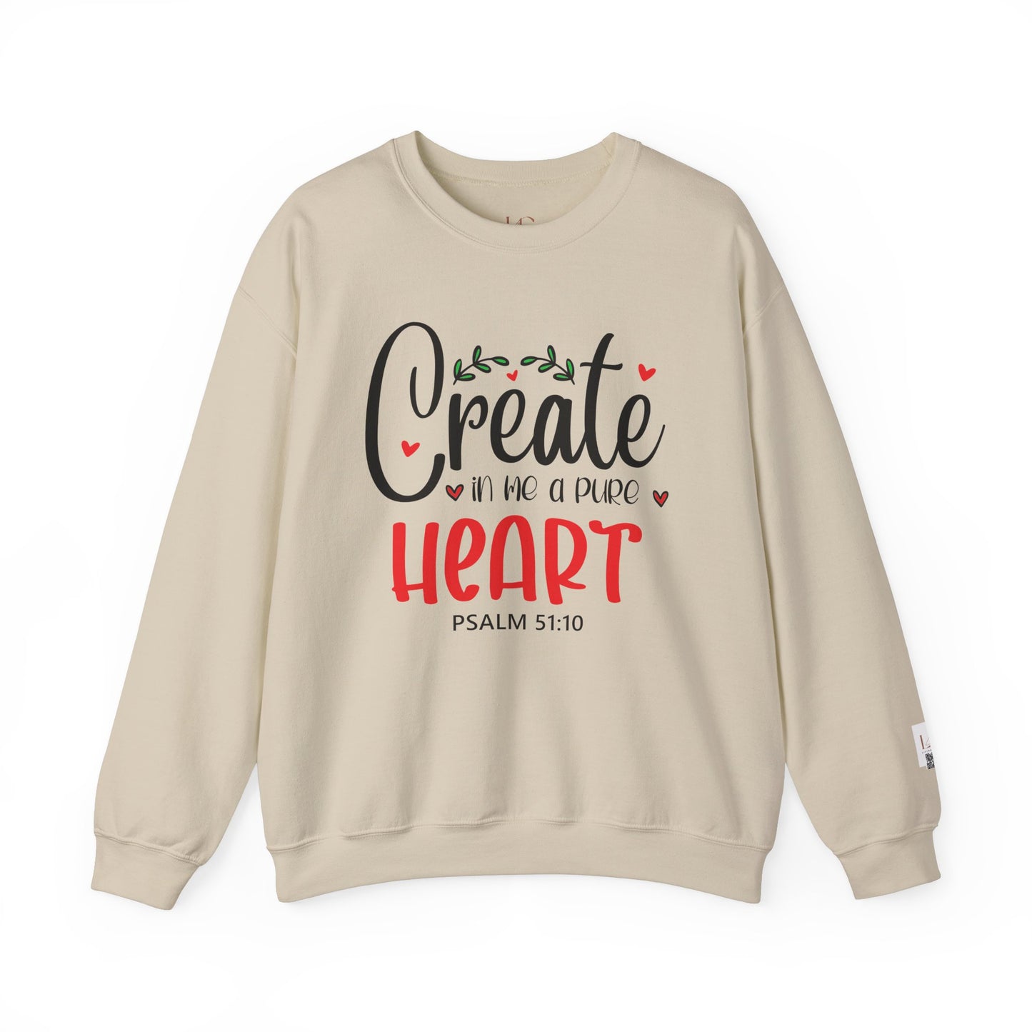 Inspirational Crewneck Sweatshirt - 'Create in Me a Pure Heart' Psalm 51:10