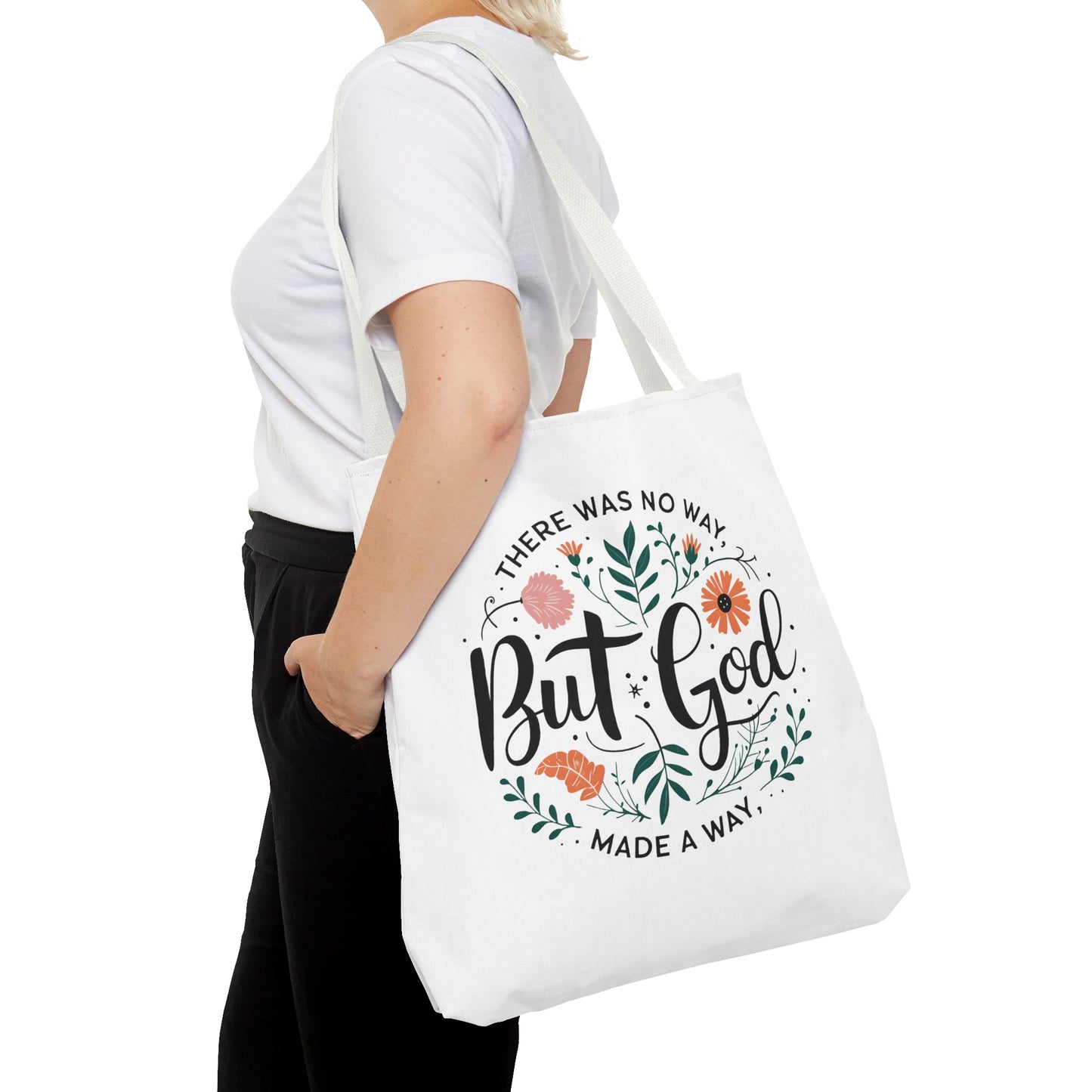 “But God – Made a Way” Inspirational Tote Bag - Floral Design, Motivational Gift, Scripture Bag, Church Accessory, Christian Quote