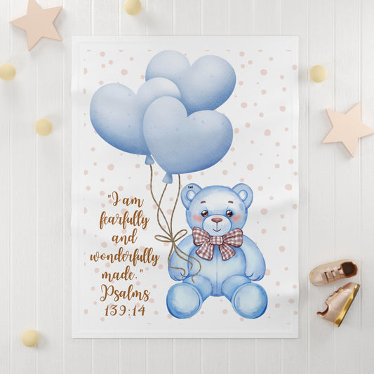 Adorable Baby Blanket with Bear and Balloons - Perfect for Nursery Decor and Baby Showers