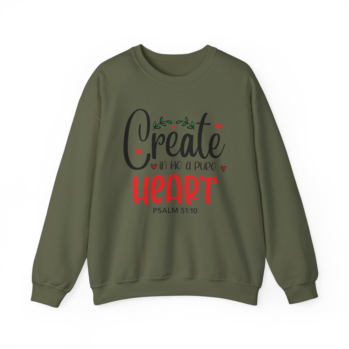 Create in Me a Pure Heart" Crewneck Sweatshirt – Psalm 51:10 | Inspirational Christian Apparel