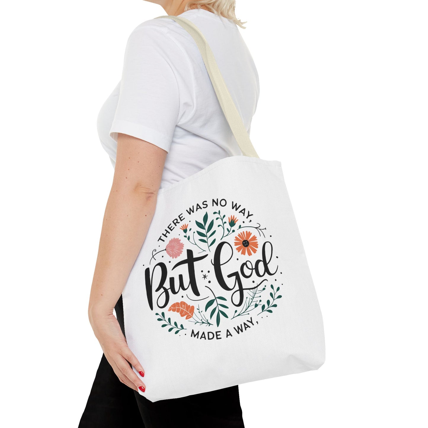 “But God – Made a Way” Inspirational Tote Bag - Floral Design, Motivational Gift, Scripture Bag, Church Accessory, Christian Quote